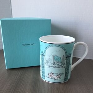 Tiffany & Co. Yorkie Mug with Blue and White Cityscape Rare Retired